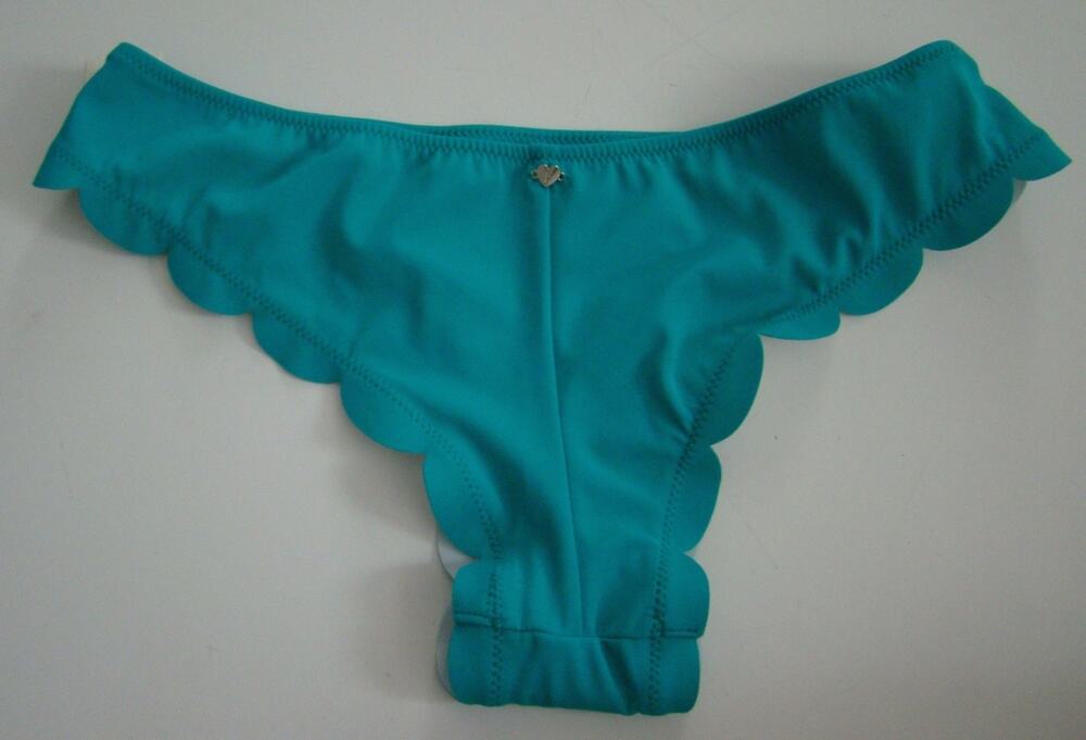 PINK Victoria's Secret Turquoise Scalloped Swim Bikini Bottom XS